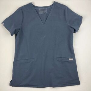 Figs Technical Collection Scrub Top Womens Medium Gray Pockets